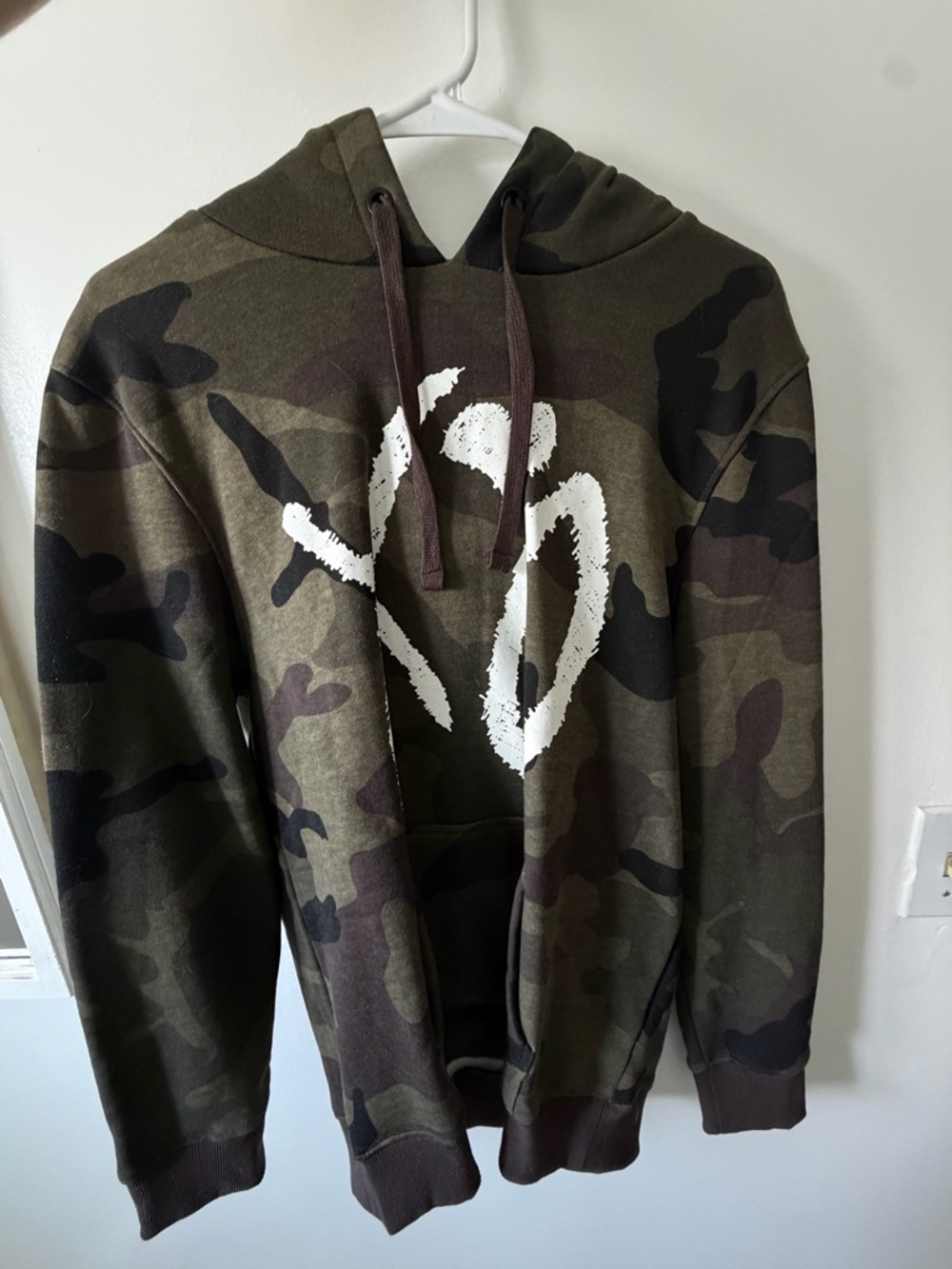 Camo Lightweight Hoodie Jacket with White Chest Graphic